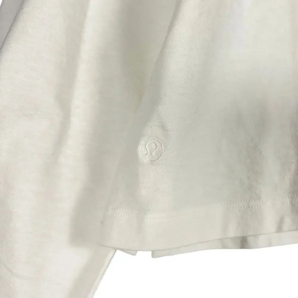 lululemon White Cates LS Long Sleeve T-Shirt Size 8 Cotton Lyocell Linen Blend - Picture 7 of 9